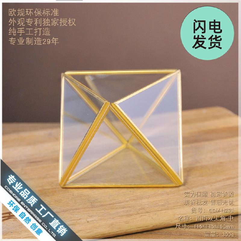 Nhà kính kính 4 mặt góc nhọn, decor phòng khách (DG-105)