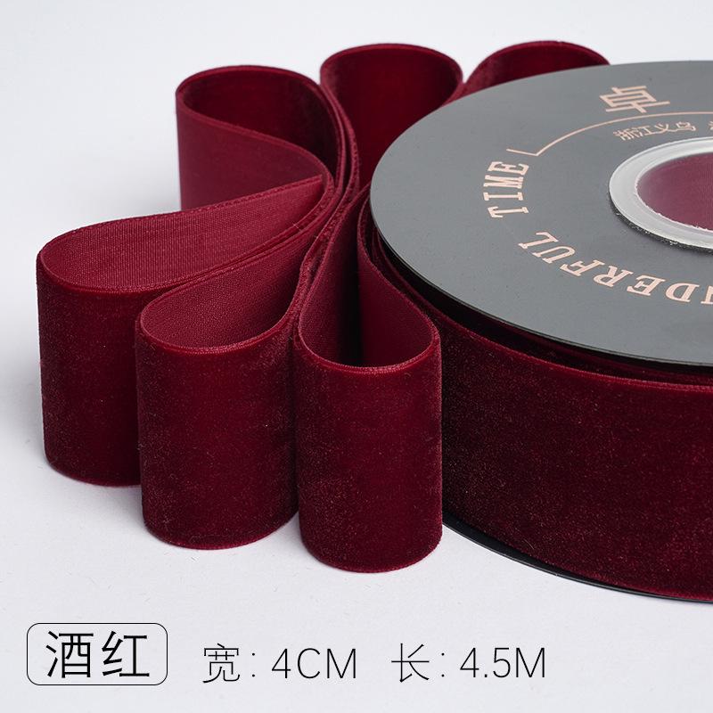 Ruy băng đỏ rượu vang, dây lụa nhung cao cấp, gói quà, buộc hoa, trang trí Noel sang trọng và tinh tế