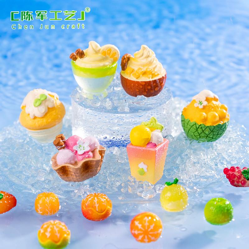 Kem ice cream giả bằng kem nhựa - phụ kiện trang trí 3D, mô hình mini bằng resin (ZC-1416)