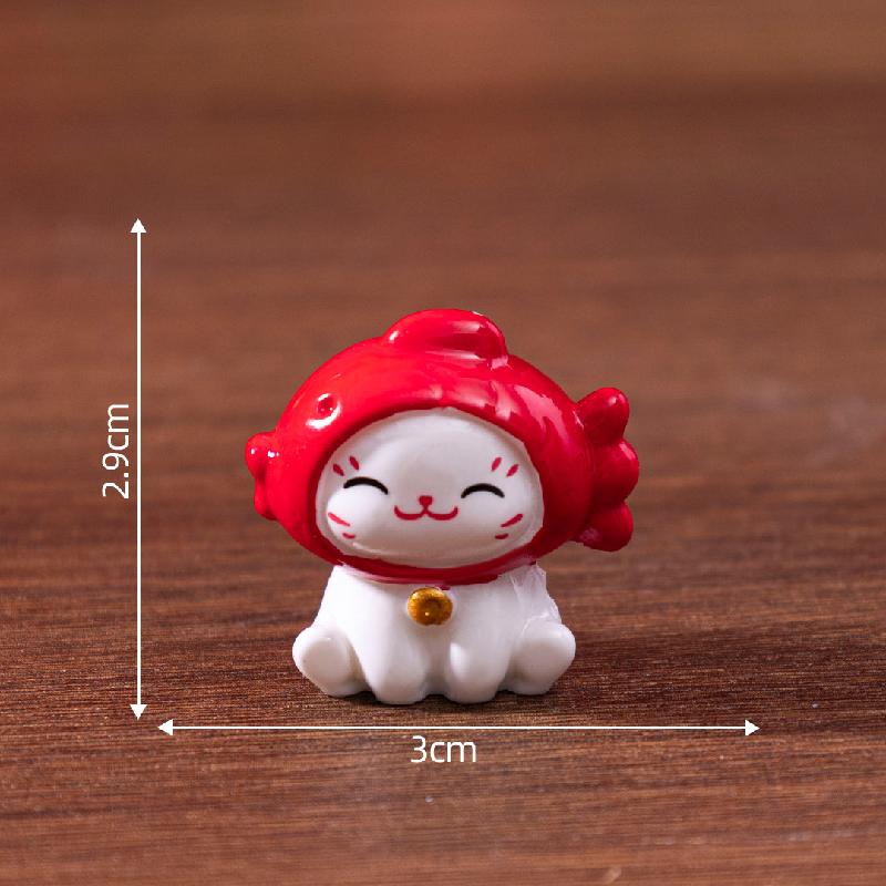 微景观创意新年招财猫萌粒公仔 DIY装饰品配件迷你车载桌面小摆件