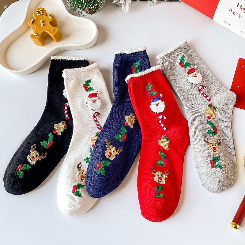 Tất Giáng Sinh nữ: tất Santa, tất tuần lộc, tất cao cổ, thời trang mùa thu đông, sản phẩm mới từ Zhuji.
