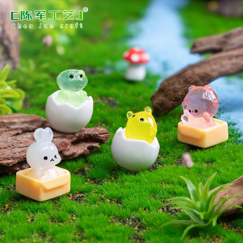 微景观创意夜光蛋壳小鸡小兔公仔园艺造景 DIY装饰品配件迷你小摆