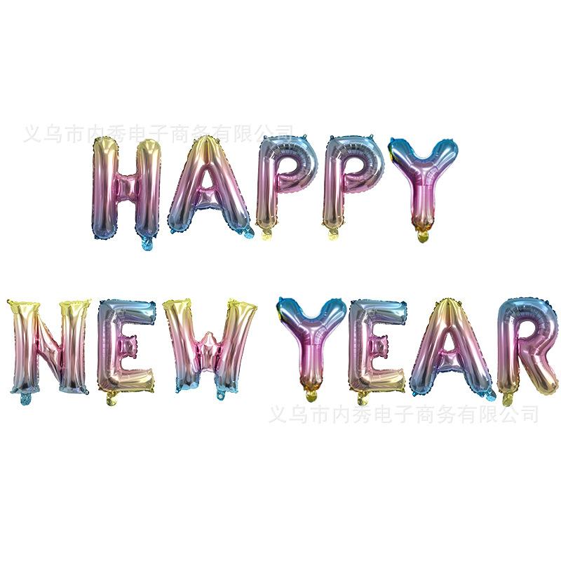 Bóng bay nhôm chữ cái "Happy New Year" 16 inch cho Tết 2025 - trang trí không gian tiệc và sự kiện. Lý tưởng cho bữa tiệc đếm ngược và trang trí lễ hội.