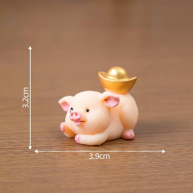 Tiểu cảnh heo may mắn, trang trí cây cảnh và xe hơi mini (ZC-398)