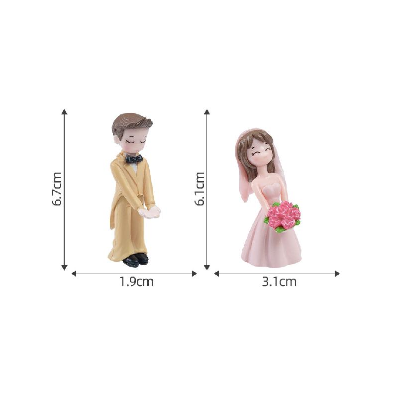 Tiểu cảnh đôi tặng hoa trang trí bánh phong cách nữ tính (ZC-1045)