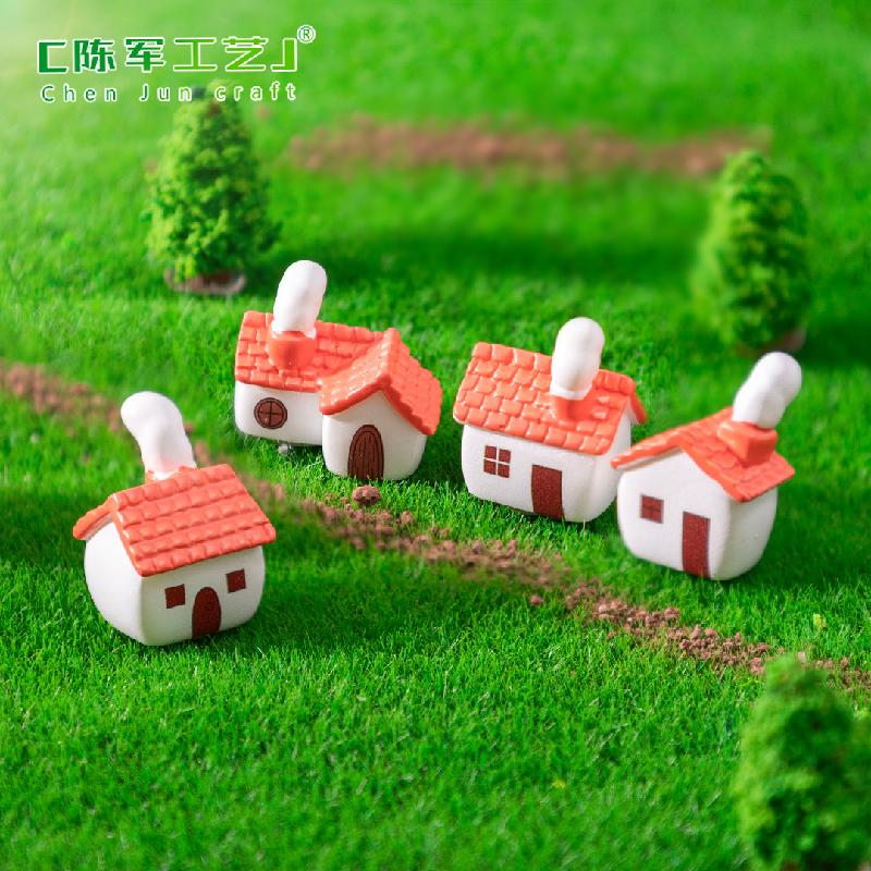 微景观创意红瓦烟囱乡村小房子园艺造景 DIY装饰品配件迷你小摆件