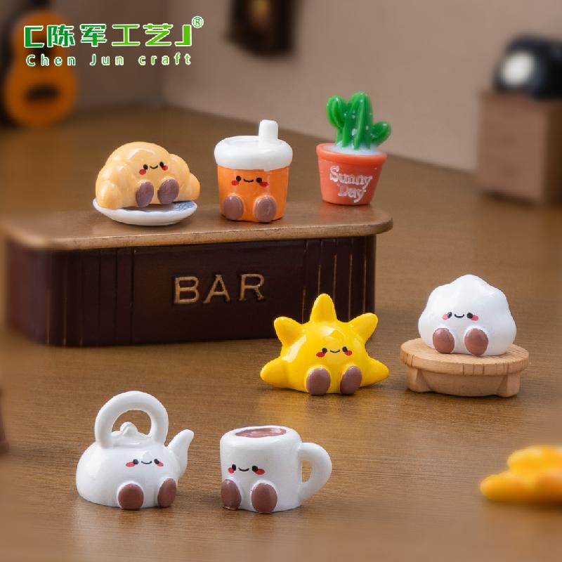 微景观创意治愈小动物牛角包太阳萌粒 DIY装饰品挂配件迷你小摆件