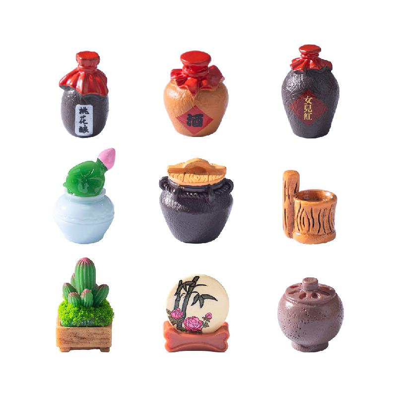 微景观创意仿真桃花酿黄酒酒具娃屋 DIY装饰品配件迷你微缩小摆件