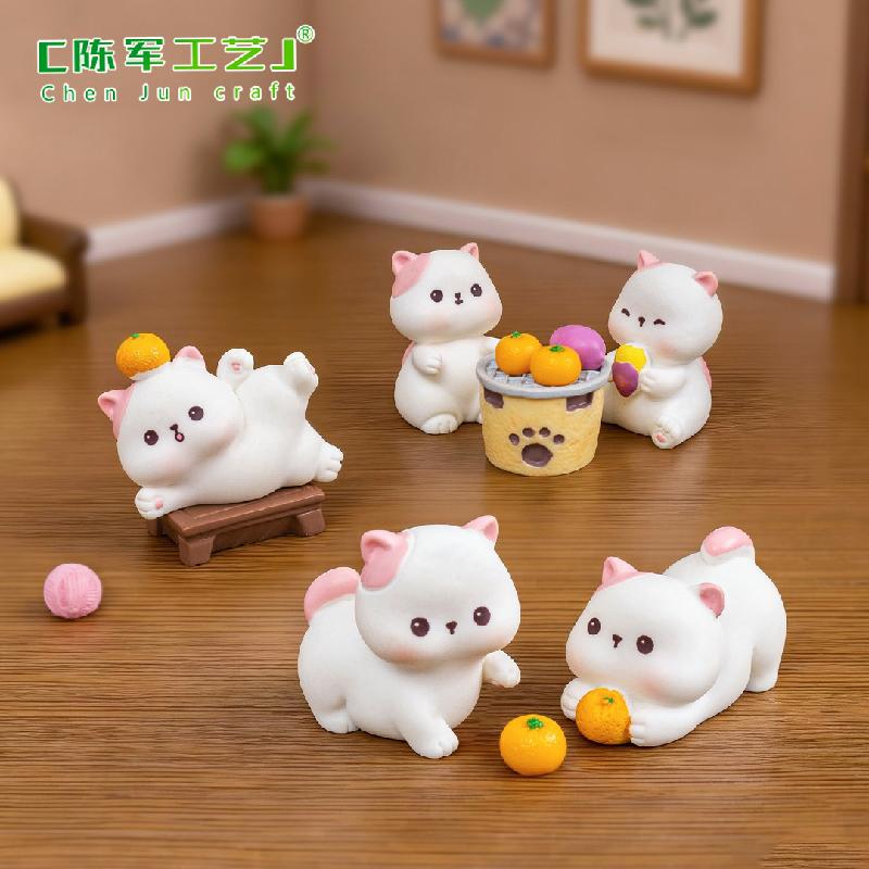Tiểu cảnh mèo quanh lửa, nhà búp bê trà mini dễ thương (ZC-94)