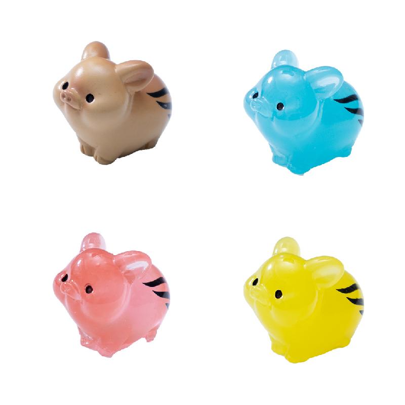 微景观创意夜光炫彩小野猪萌粒公仔 DIY装饰品配件迷你树脂小摆件