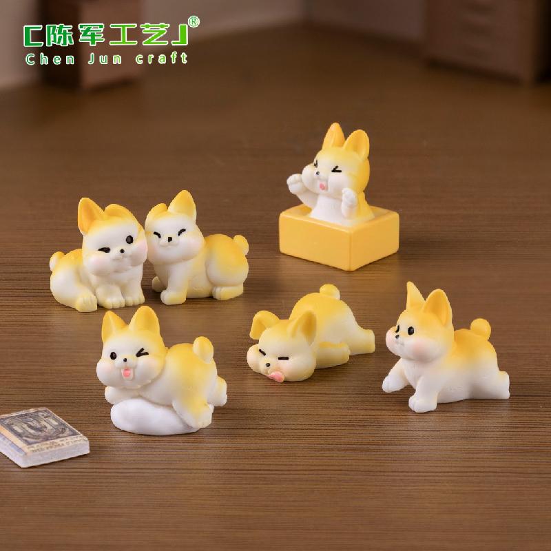 微景观创意可爱胖胖小柯基公仔萌粒 娃娃屋diy装饰品挂配件小摆件