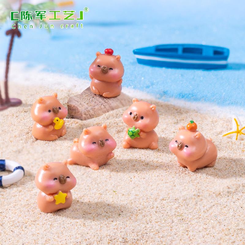 微景观创意简单卡皮巴拉公仔 DIY装饰品挂配件迷你车载桌面小摆件