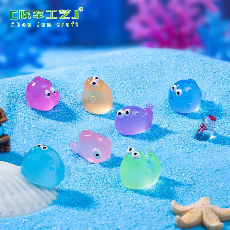 微景观创意夜光胖胖鱼海洋鱼缸造景造景 DIY装饰品配件迷你小摆件