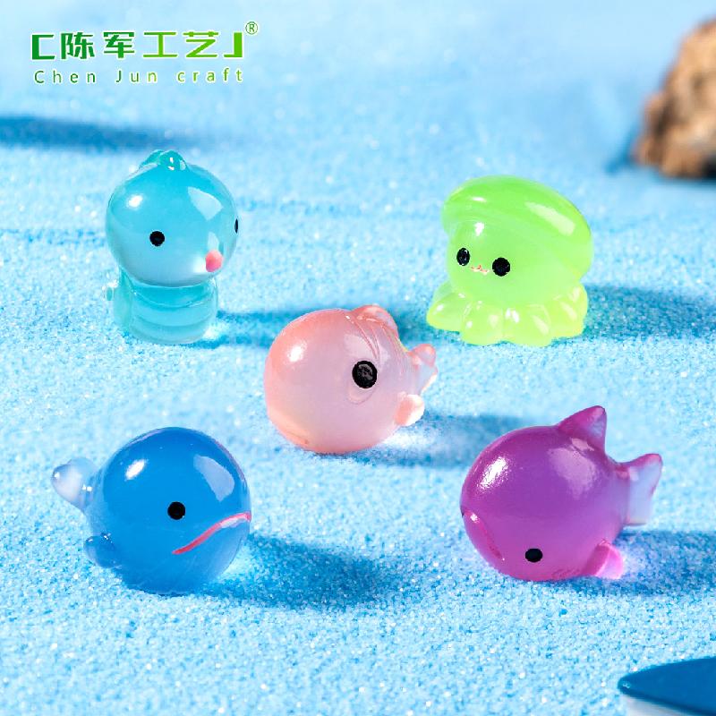 微景观创意夜光鲨鱼海洋动物生态瓶 DIY装饰品配件迷你桌面小摆件