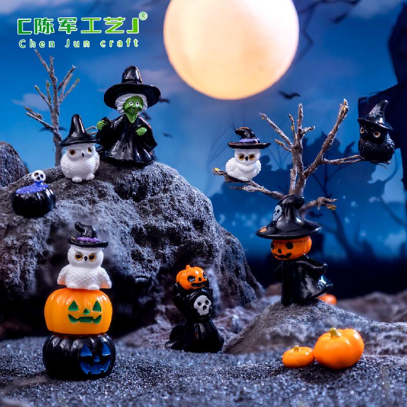 Ma quái bí ngô và phù thủy - phụ kiện trang trí DIY cho Halloween, cảnh quan mini xuất khẩu, mô hình nhỏ dễ thương (ZC-1380)