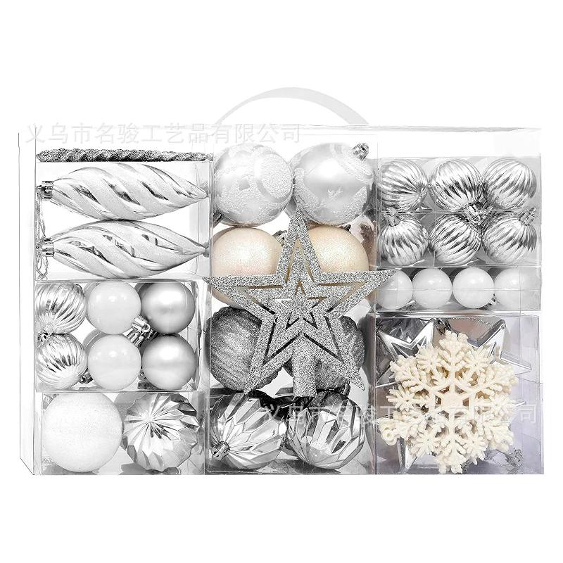 Bộ quà tặng trang trí cây thông Noel: 100 chiếc sao, bóng nhựa trang trí, hộp quà, mới.