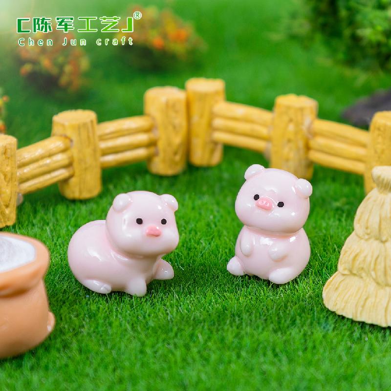 微景观可爱夜光胖墩墩小猪萌粒公仔DIY 装饰品配件迷你桌面小摆件