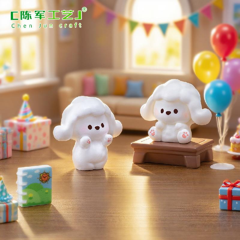 Tiểu cảnh chó poodle DIY, phụ kiện treo tiểu cảnh mini xe bàn thu nhỏ cute (ZC-879)