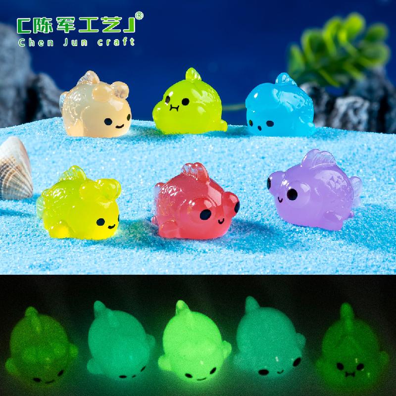 微景观夜光创意夜光小金鱼萌粒鱼缸造景 DIY装饰品配件迷你小摆件