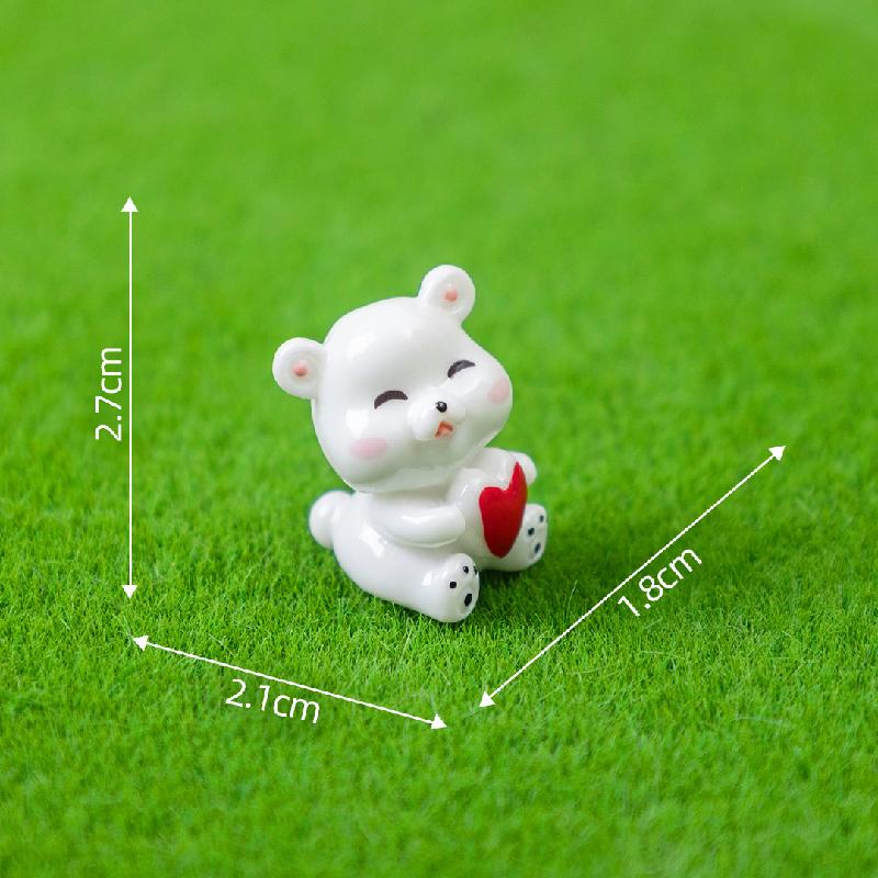 Tiểu cảnh gấu ăn kem ôm tim mini trang trí bàn DIY (ZC-1014)