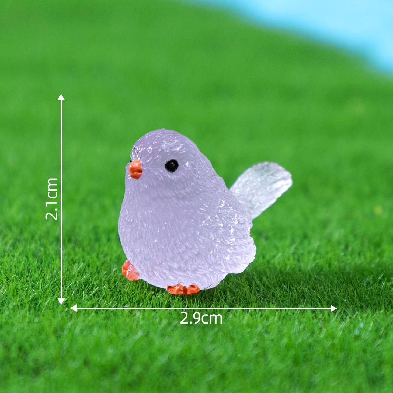 跨境微景观卡通夜光小鸟园艺造景 DIY装饰品挂配件迷你树脂小摆件