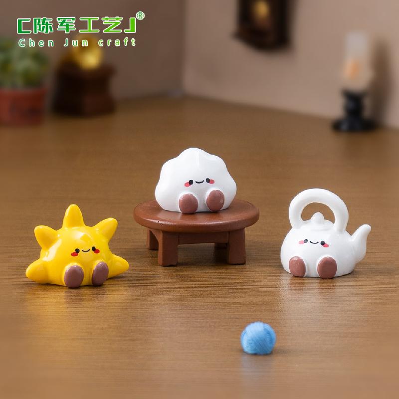 微景观创意治愈小动物牛角包太阳萌粒 DIY装饰品挂配件迷你小摆件