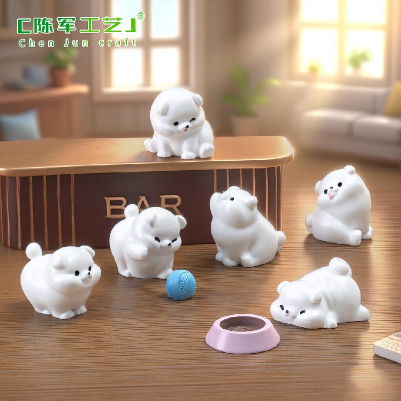 微景观创意可爱胖胖小白狗萌粒公仔 DIY装饰品配件迷你桌面小摆件