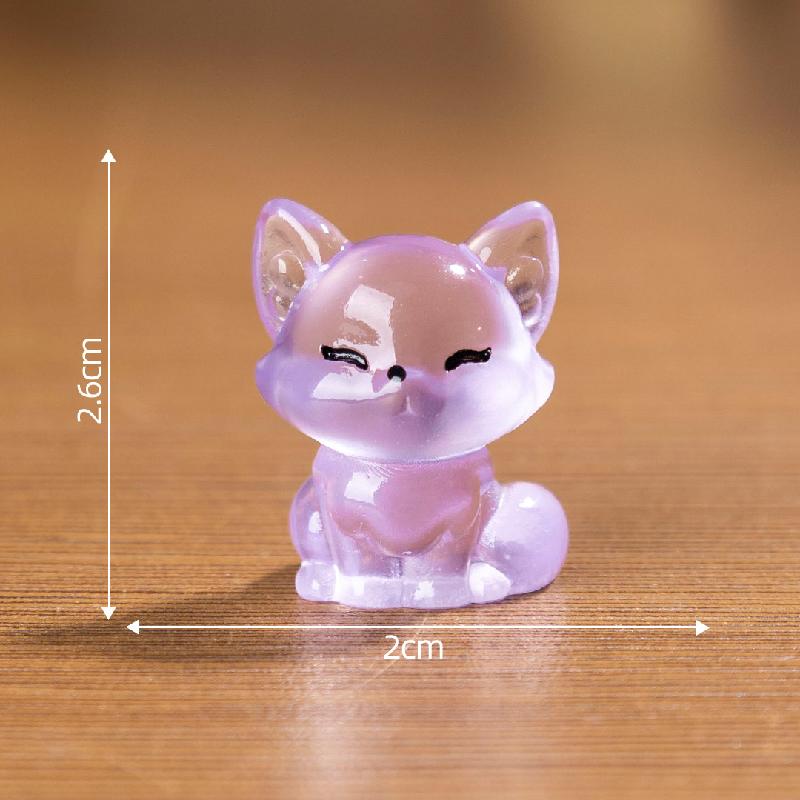 微景观创意夜光小狐狸动物盲袋配件 DIY装饰品配件迷你树脂小摆件