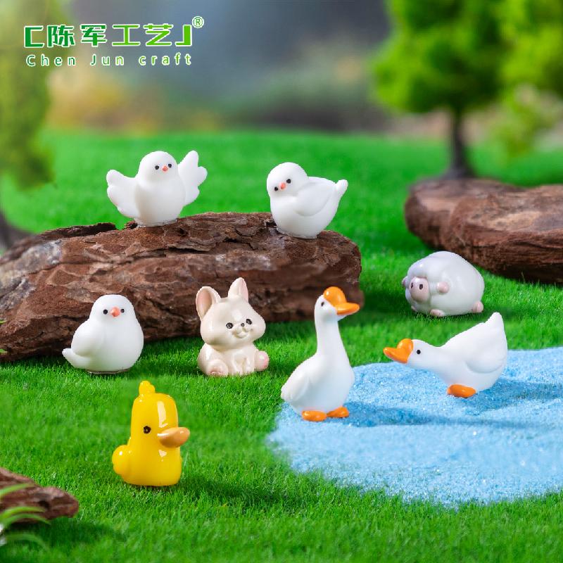 微景观创意可爱动物小猫咪小黄鸭公仔 DIY装饰品挂配件迷你小摆件