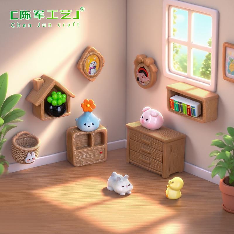 微景观创意壁画多肉盆摘家居娃娃屋 DIY装饰品配件迷你树脂小摆件