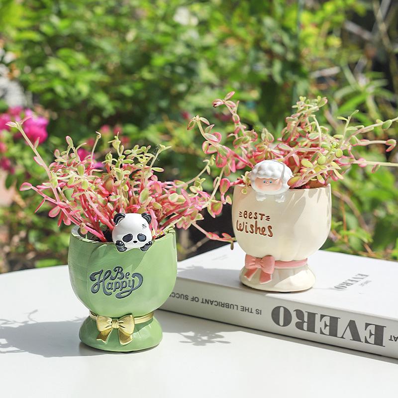 Chậu cây mọng nước thú cưng hoạt hình resin, chậu mini trang trí nhà, văn phòng và bàn làm việc (RG-56)