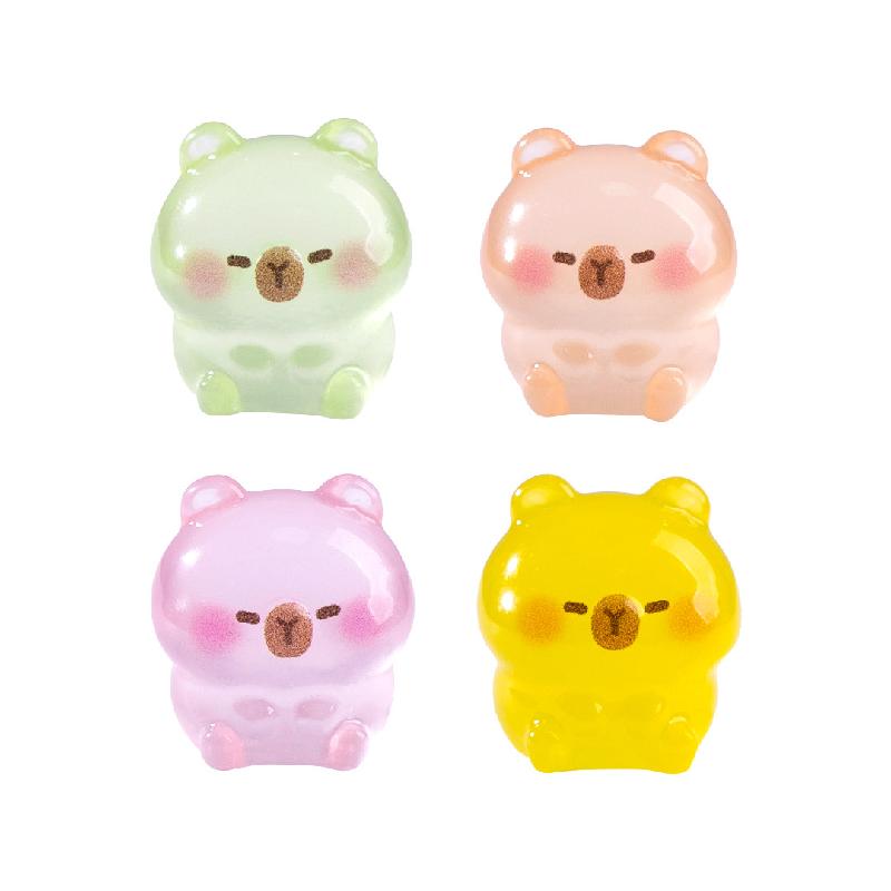 微景观创意夜光多彩卡皮巴拉水豚动物 DIY装饰配件迷你桌面小摆件