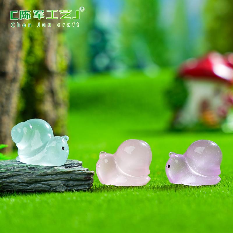 微景观创意夜光萌萌小动物蜗牛海兔 DIY装饰品配件迷你桌面小摆件