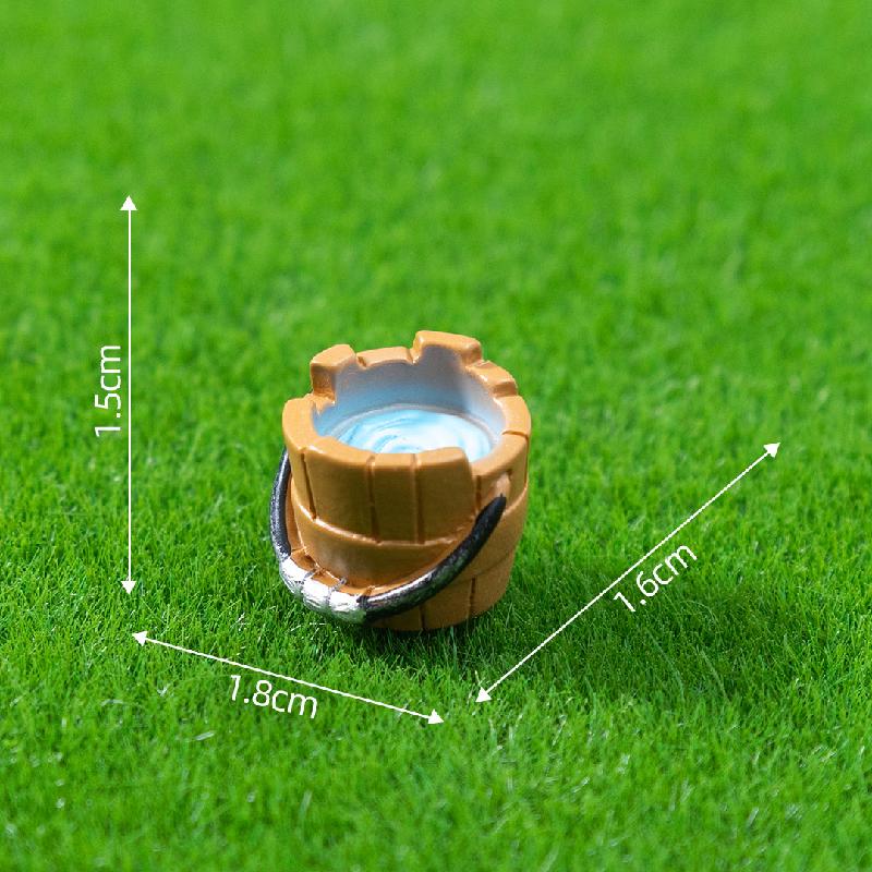 Tiểu cảnh thùng gỗ, tỏi, ớt, bát rượu, trang trí nhựa (ZC-121)