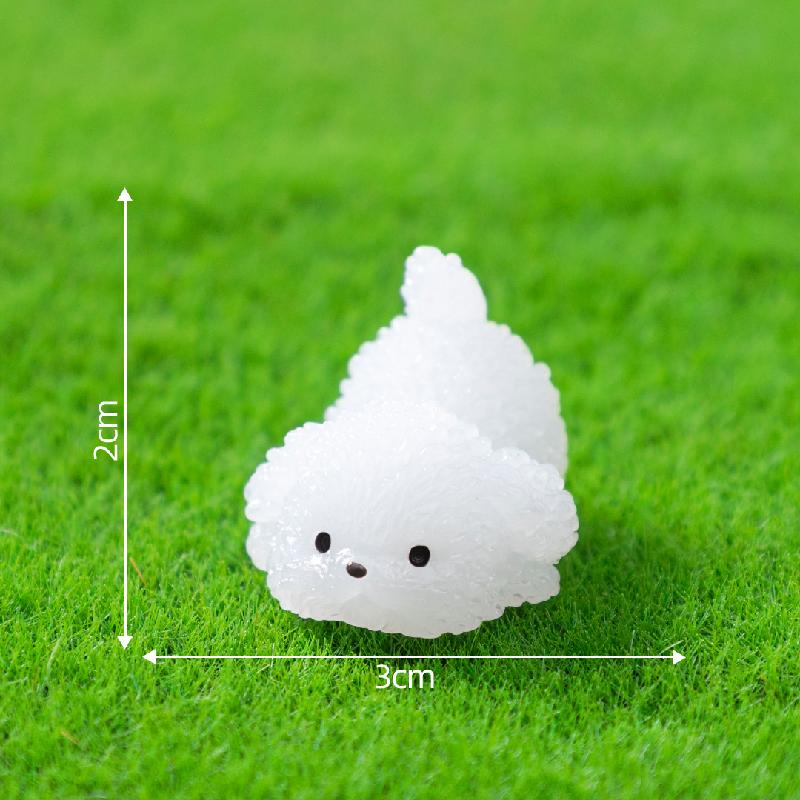 微景观创意夜光卷毛小狗公仔园艺造景 DIY装饰配件迷你桌面小摆件