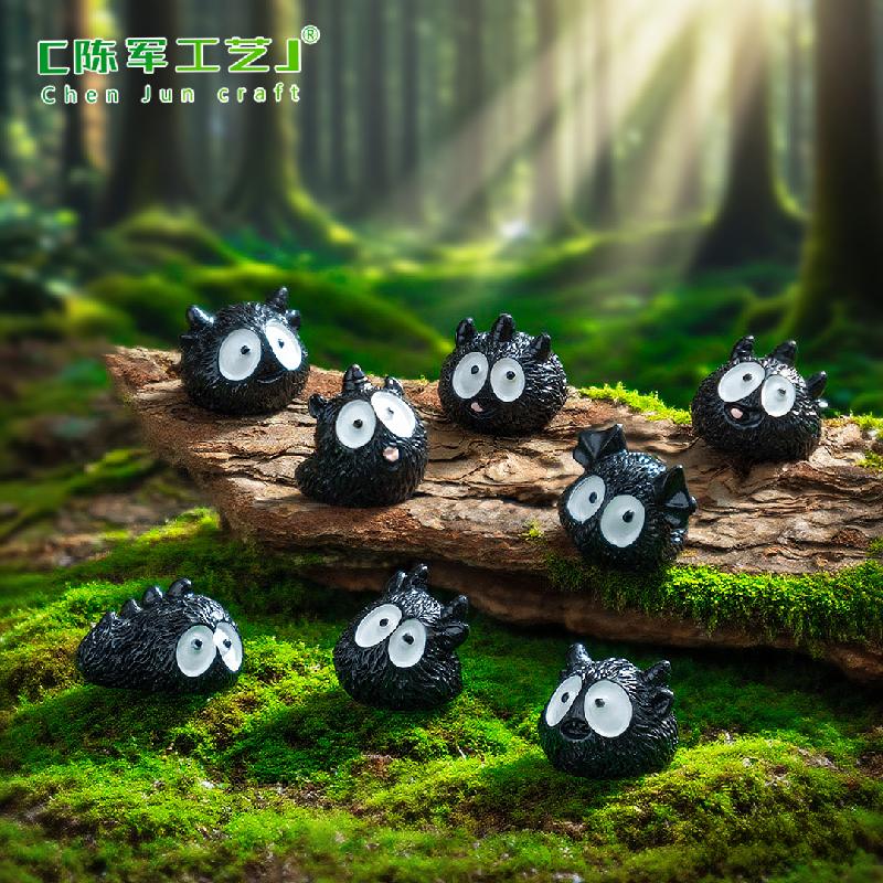 跨境新品微景观创意黑色小怪兽萌粒 DIY装饰品配件迷你树脂小摆件