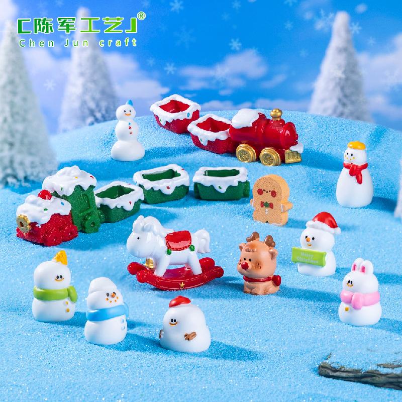 跨境新品微景观创意雪人麋鹿圣诞节 DIY装饰品配件迷你树脂小摆件
