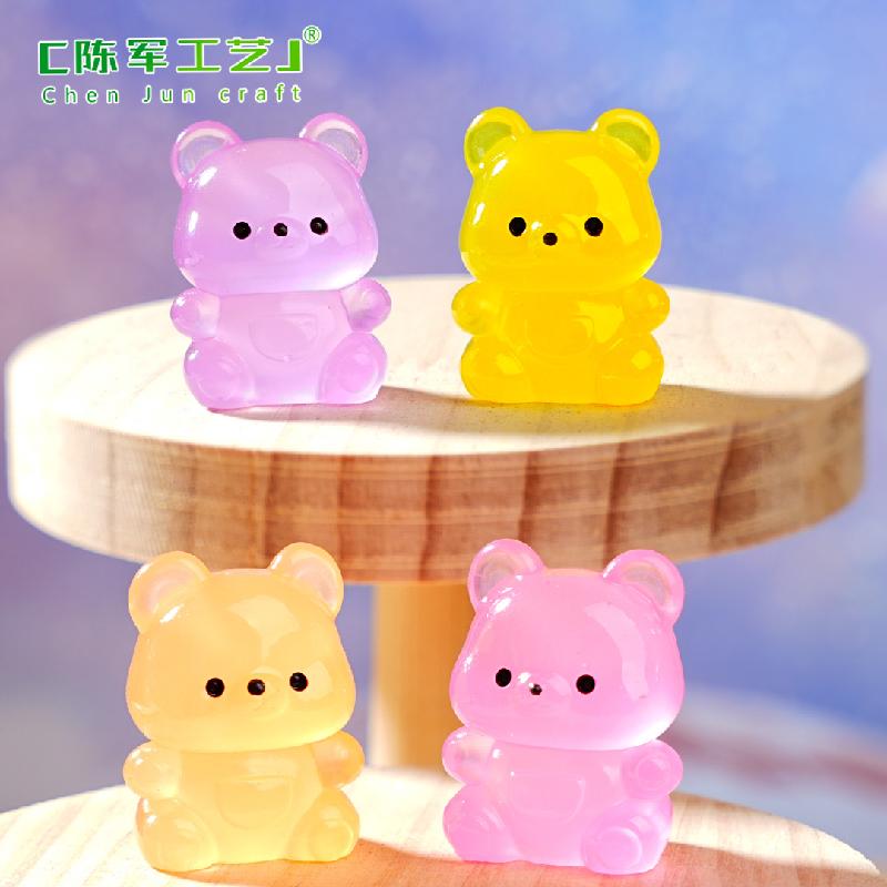 微景观创意可爱卡通透色夜光小熊 DIY装饰品挂配件迷你桌面小摆件