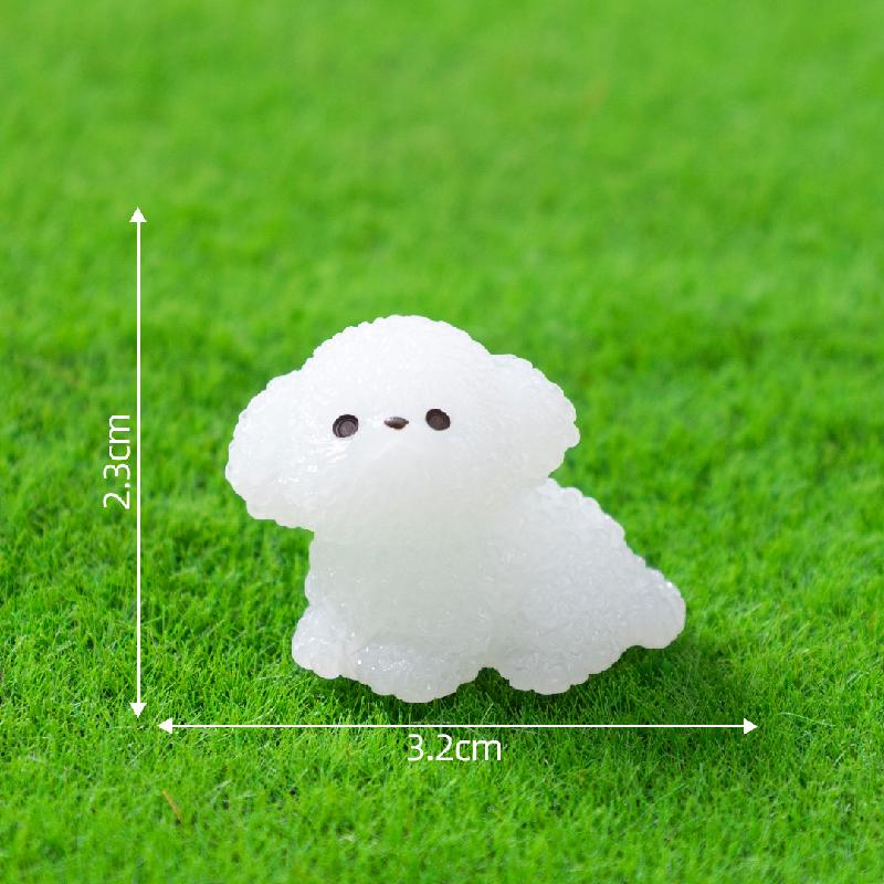 微景观创意夜光卷毛小狗公仔园艺造景 DIY装饰配件迷你桌面小摆件