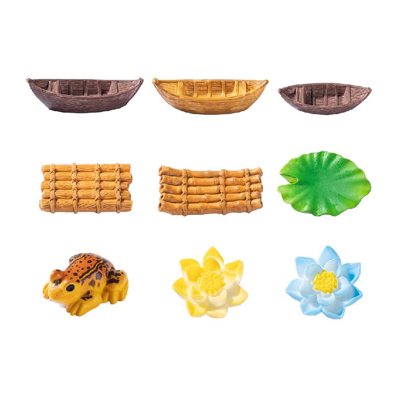 微景观创意漂浮木船竹筏鱼缸水族造景 DIY装饰配件迷你微缩小摆件