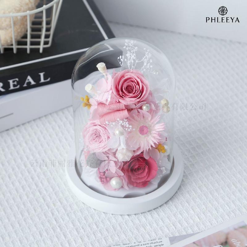 Lồng kính kỳ lân hoa hồng vĩnh cửu quà Noel giáo viên Valentine (HK-105)