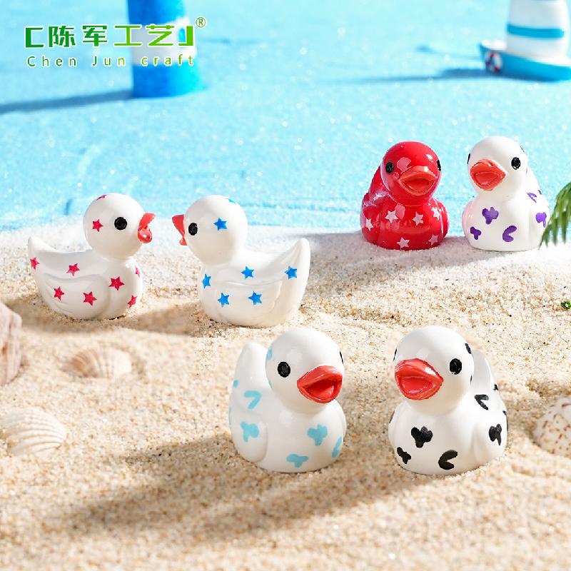 外贸新品微景观创意国旗星星卡通小鸭子 DIY装饰品迷你树脂小摆件