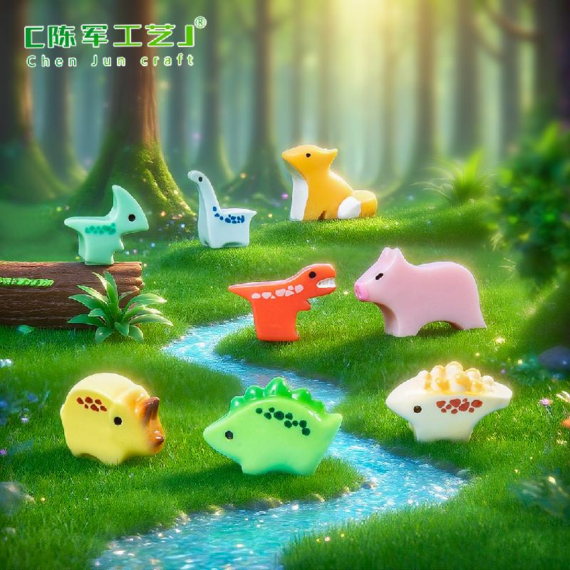 微景观创意仿真木雕小动物萌粒公仔 DIY装饰品配件迷你树脂小摆件