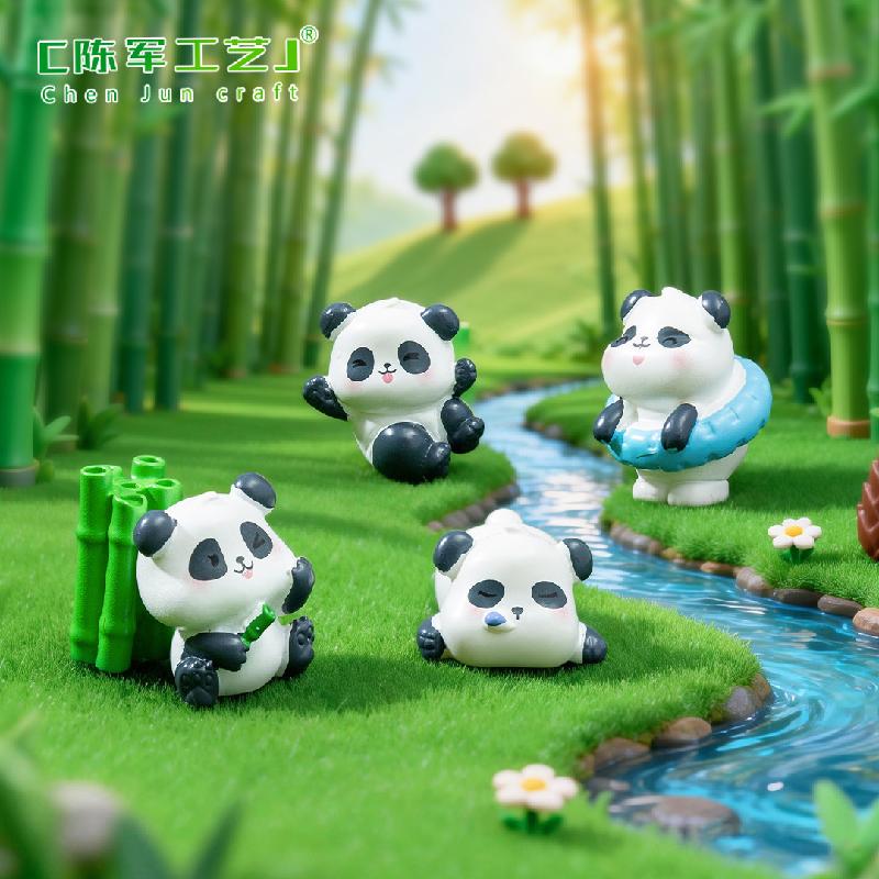 Tiểu cảnh gấu trúc dễ thương, trang trí tre và măng mini (ZC-59)