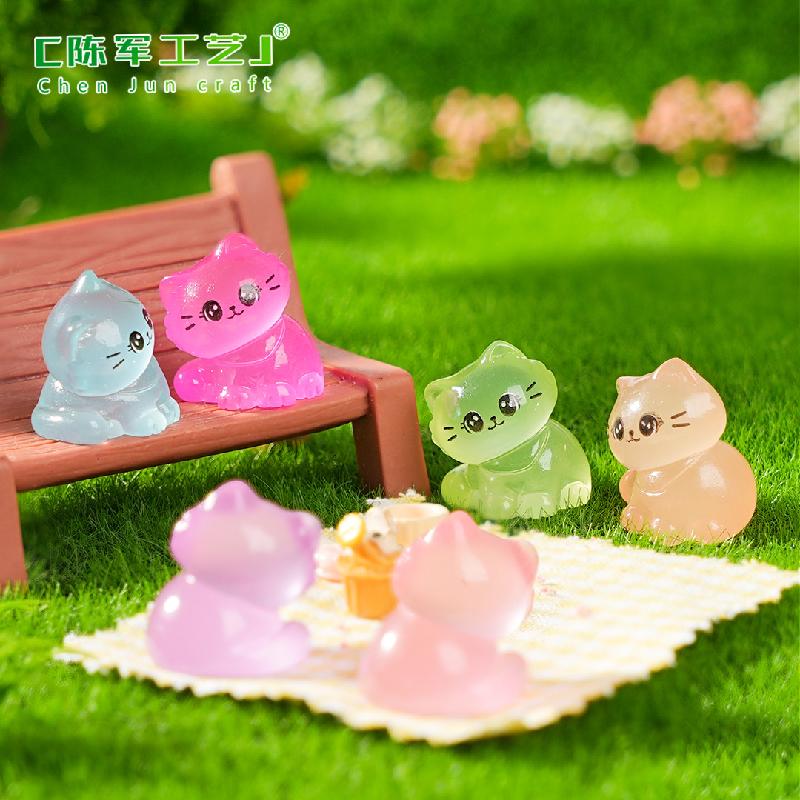 微景观创意新品夜光歪头小猫咪园艺造景 DIY装饰品配件迷你小摆件