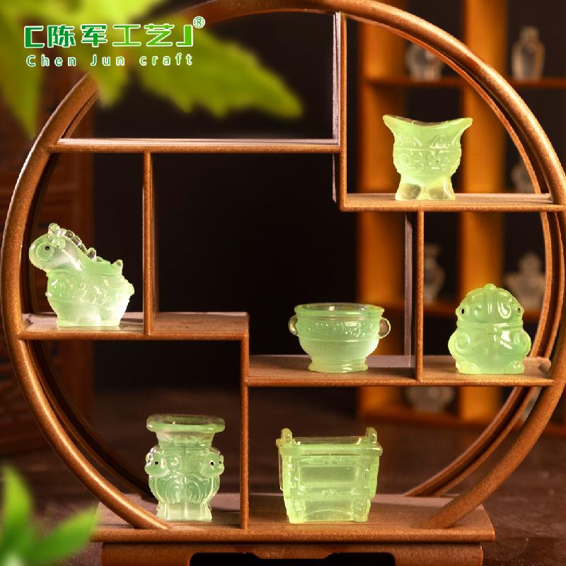 微景观创意复古夜光青铜器斛鼎 DIY装饰品挖宝配件迷你桌面小摆件