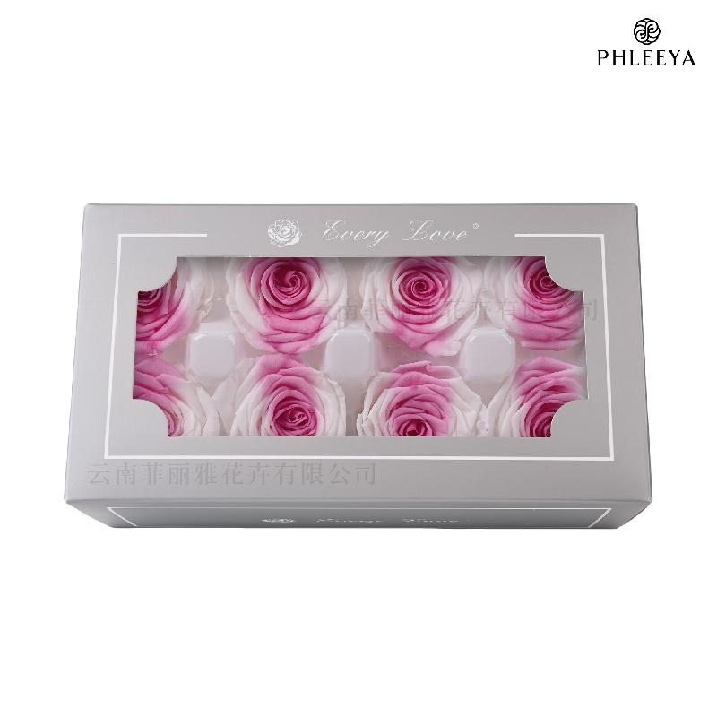 Hoa hồng vĩnh cửu 4–5cm hạng A 8 bông DIY chuyển màu (HK-64)