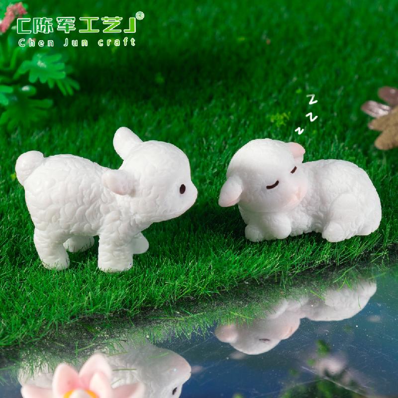 跨境苔藓微景观创意可爱小羊羔动物公仔 DIY装饰品配件迷你小摆件