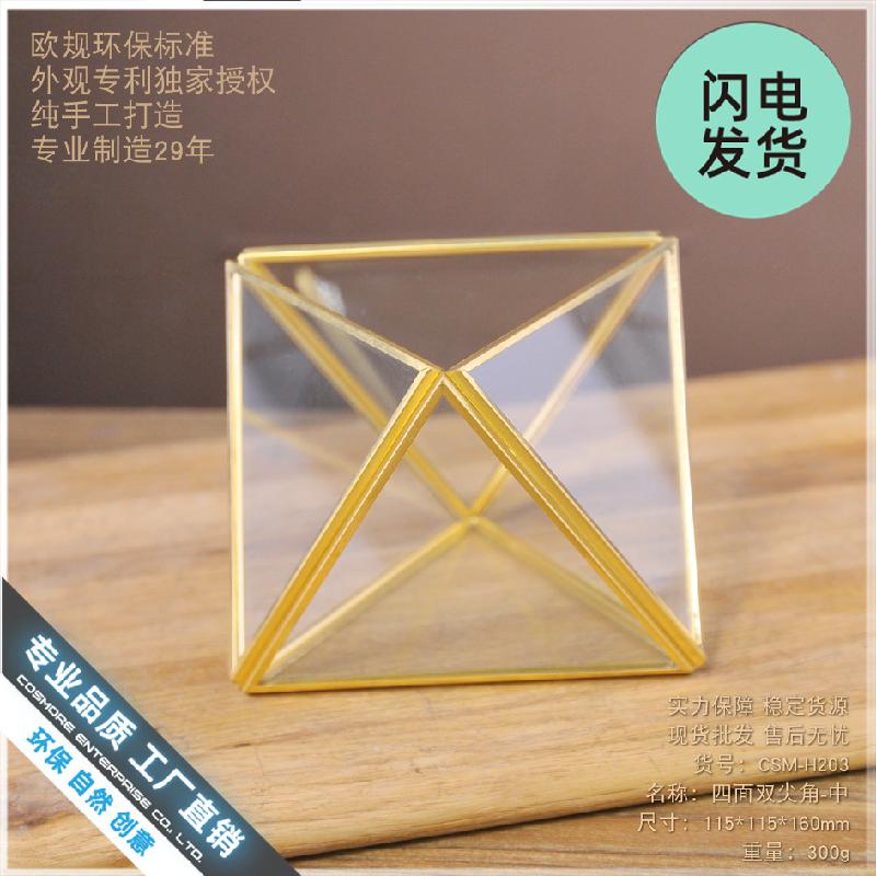 Nhà kính kính 4 mặt góc nhọn, decor phòng khách (DG-105)