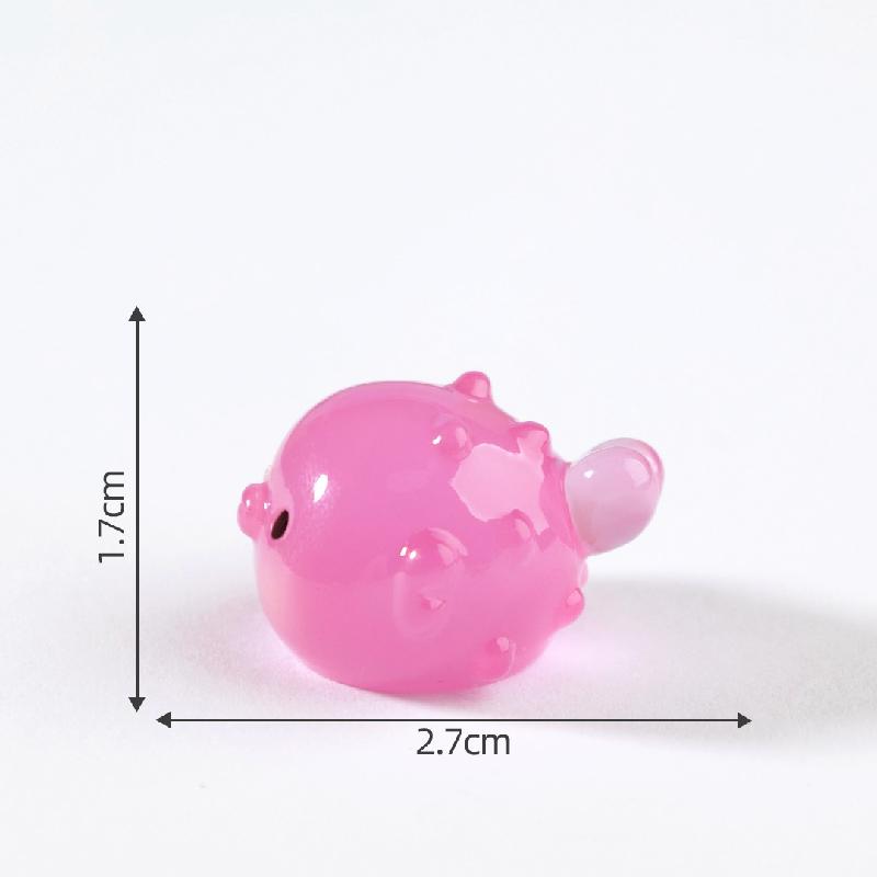 微景观创意可爱夜光胖胖河豚萌粒 DIY装饰品挂配件迷你树脂小摆件